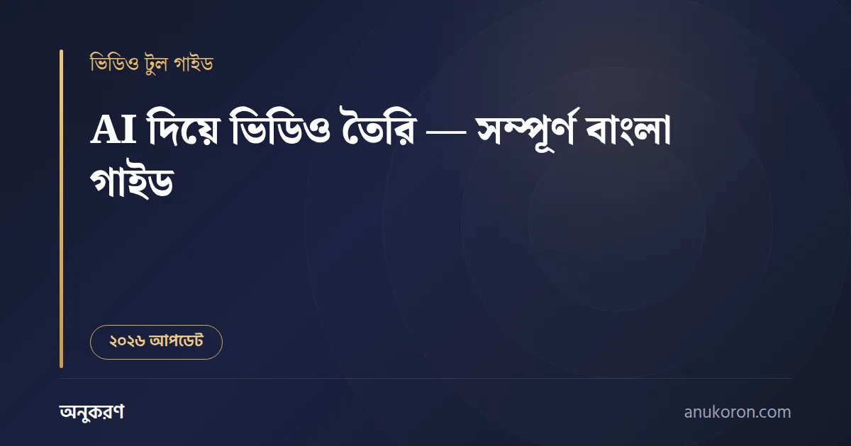 AI দিয়ে ভিডিও তৈরির বাংলা গাইড — Sora, Veo, Kling ও CapCut AI টুলের তুলনা