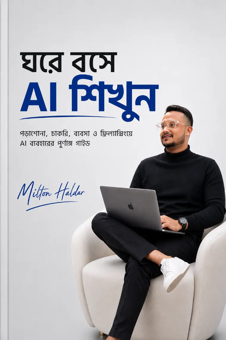 ঘরে বসে AI শিখুন — Milton Haldar রচিত বাংলা AI ইবুকের কভার